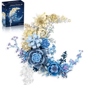Moon Flower Building Set Botanical Collection Blossom for Wall Decor -934pcs