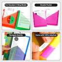 XUCHUN 8-Tab Binder Dividers with Pockets, Plastic Tab Dividers for 3 Ring Binder Organizer,3 Hole Sheet Protectorsh for US Letter Size in 0.5,1,2,3 inch Binders6 Sets (Multicolor)