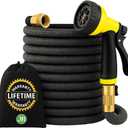 J&B XpandaHose 150ft Expandable Garden Hose – Ultra-Strong 3750D, 4-Layer Latex Core, Brass 3/4" Connectors, 10-Pattern Nozzle & Storage Bag – Lightweight, Kink-Reducing, Leak-Resistant