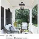 Emliviar Farmhouse Outdoor Pendant Light for Porch, 21" Industrial Large Hanging Lantern Light for Outside Patio with Seeded Glass, Black Finish, XE266H BK