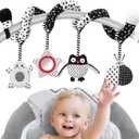 High Contrast Baby Toys - Black & White Hanging Toys for Car Seat, Stroller & Crib | Newborn Essentials 0-6 Months | Perfect (Owl)
