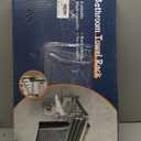 Bathroom Towel Rack with Towel Bar and Hooks 23.6 in Foldable Towel Shelf Wall Mounted Lavatory Towel Organizer Modern Gray Finish