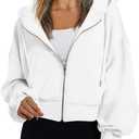 Trendy Queen Womens Zip Up Hoodies Cropped Jackets Fall Outfits 2026 (White, L)