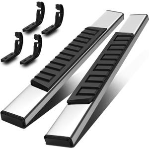 MOSTPLUS 6'' Running Boards Nerf Bar Compatible with 2007-2018 Silverado/GMC Sierra 1500 & 2500HD 3500HD Regular Cab; 2019 Silverado/Sierra 2500HD 3500HD Side Step (Gas Engine ONLY)