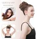 FESHFEN Messy Bun Hair Piece - Wavy Synthetic Chignon Scrunchies for Instant Volume, Elastic Bun Ponytail Hair Extensions Thick Hairpieces for Women, Lightest Ash Brown & Bleach Blonde 1.50 oz