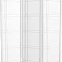 Red Lantern 6 ft. Tall Double Cross Shoji Screen - White - 3 Panels