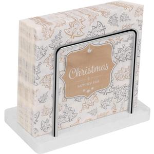 Livabber Napkin Holder, Metal Napkin Storage Modern Freestanding Tissue Paper Dispenser for Table Kitchen Countertop (Marble Base, Chrome)