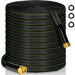 Garden Hose 25 ft Water Hose Flexible Heavy Duty Outdoor Lightweight No Kink Long Non-Expandable High Pressure Flat Hoses Pipe 100' Strong 3/4 Brass Fitting for Outside Yard Lawn Car Wash