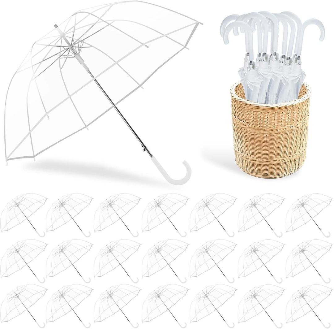50 Pack Clear Umbrella Wedding Bubble Dome, Transparent Bridal Umbrellas for Weddings, 52 Inch Large Clear Umbrellas for Rain with Auto Open Windproof Stick Canopy for Outdoor Events