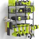 Power Tool Organizer, 4 Drill Holder Wall Mount, Garage Tool Organizer and Storage with Screwdriver Holder, Garage Organization, 4 Layer Cordless Drill Holder with Hammer Holder