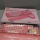 Wireless Keyboard and Mouse Combo, Typewriter Keyboard with Magnetic Wrist Rest, Full-Size Retro Round Keycaps, Smart-Sleep, 2.4GHz Stable Connection for Mac/Windows/PC, Trueque(Blush Pink)
