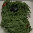 9FT Prelit Christmas Garland, Realistic Green Norfolk Pine Garland with Lights Battery Operated for Mantle Stairs Railing Fireplace Table Indoor Xmas Decor