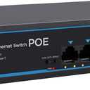 4 Port Gigabit PoE Switch with 2 Gigabit Uplink, 1000Mbps, 802.3af/at, 65W Built-in Power, Vlan, Unmanaged Metal Plug and Play, Ideal for NVR and Power Over Ethernet Security Cameras