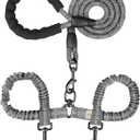 MingXpets Double Dog Leash, Dual Dog Leash, 360° Swivel Tangle Free Bungee Walking Training for Large Dogs, Shock Absorbing Bungee Reflective for Two Dogs, 18~120 lbs, Grey