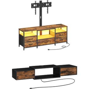 HOOBRO TV Stand with Mount and Power Outlet, for 32/45/55/60/65 inch TVs, Swivel Led Entertainment Center with Drawers, Adjustable Media Console for Living Room, Bedroom BF40DS01-BF130UDDS01