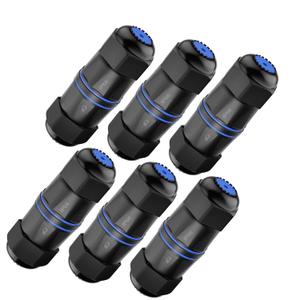 VCELINK Waterproof RJ45 Coupler IP68 Short Profile, Cat6/Cat5E/Cat5 Waterproof Ethernet Connector Shielded, Outdoor Network LAN Cable Extender PoE, 3.23in (Blue-6 Pack)