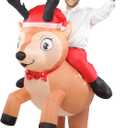 Inflatable Reindeer Costume Unisex Adult Riding Deer Suit Onesie Outfit Fancy Dress Elk Costumes Blow up Fun Outfit for Men and Women Holiday Party Cosplay Half Body