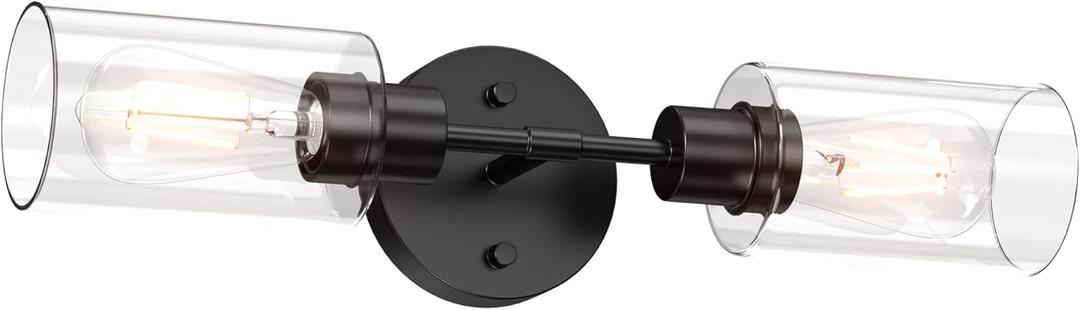 Espird Bathroom Light Fixtures 2 Light Black, Bathroom Vanity Lights Over Mirror, Bathroom Sconces Wall LightingFarmhouse Matte Black Bathroom Vanity Light, Modern Vanity Lights with Clear Shades
