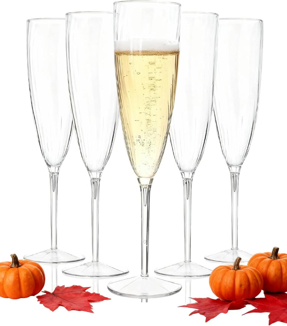 WDF 36PCS Clear Champagne Flutes Plastic - 6 OZ Clear Disposable Champagne Flutes Party Supplies for Wedding/Birthday/Parties