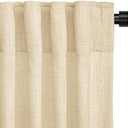 INOVADAY Linen Curtains for Living Room Bedroom, Back Tab Sheer Privacy Curtains, Light Filtering Farmhouse Drapes W50xL63 Beige