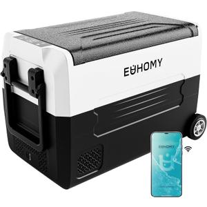 EUHOMY 12 Volt Refrigerator, 48QT(45L) 12V Fridge, Electric Cooler 12/24V DC 120-240V AC -4~68, 12V Freezer Removable Divider, Car Fridge for Camping, RV, Travel, Fishing, Outdoor