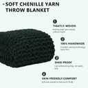L'AGRATY Chunky Knit Blanket Throw: 50''x60'' Chenille Chunky Knitted Throw Blankets for Bed Couch - Handmade Thick Cable Knit Blanket - Large Crochet Rope Blankets for Home Decor(Olive Green)