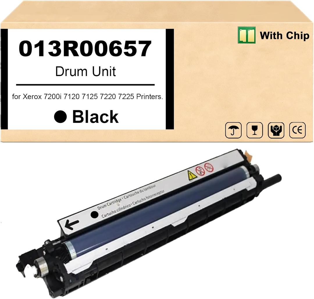 Remanufactured 013R00657 Black Drum Cartridge for 7120 7125 Imaging Drum Works for Xerox WorkCentre 7200i 7120 7125 7220 7225 Printers1 Pack