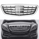 S Class Grill Front Grille Compatible with Mercedes Benz with Camera Hole W222 S550 S560 S500 2014-2020 Silver