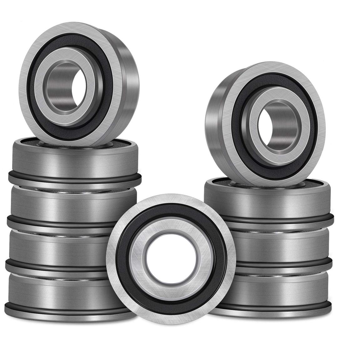 10 Pack Flanged Ball Bearing ID 1/2" x OD 1-3/8", Pre Lubricated,Stable Performance,Cost Effective,Suitable for Lawn Mower, Wheelbarrows, Carts & Hand Trucks Wheel Hub