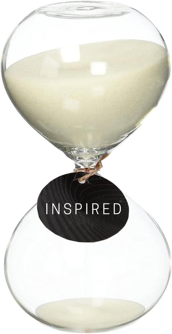 SWISSELITE Puff Sand Timer, Hourglass Sand Timers, Inspired Glass for Home, Desk, Office Decor (30 Mins-6 Inch, White)