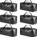 SpaceAid Heavy Duty Moving Bags, Extra Large Storage Totes W/Backpack Straps Strong Handles & Zippers, Alternative to Moving Boxes, Packing & Moving Supplies, Black (6 Pack)