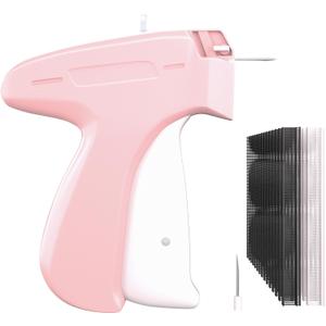Fine Stitch Gun for Clothes - Mini Tagging Pink Gun with 2 Fine Needles and 3000 Micro Fasteners (Black & White) for Quick Sewing, Quilting, and Hemming