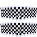 Domensi 24 Pcs Race Car Cups 24 oz Checkered Flag Party Supplies Thick Plastic Tumblers with Lids and Straw Iced Coffee Reusable Water Bottle for Adult Birthday Sport Racing Theme Party