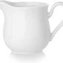 8 OZ Small Ceramic Creamer with Handle, Coffee Milk Creamer Pitcher White Serving Sauce Pitcher for Kitchen