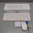 Wireless Keyboard and Mouse Combo, XTREMTEC 2.4GHz Quiet Slim Cute Round Keycap Compact Size Pink Kawaii Cordless Retro Keyboard and Mouse Set Home Office Accessories for Mac/ Windows(Sakura Pink)