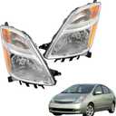 Replacement for Toyota Prius 2006-2009 Headlight Assembly Projector Chrome Left and Right Side Pair
