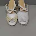 Goolita Pearl Heels For Women Mid Block Ankle Strap Heeled Sandals Round Open Toe Party Evening Bridal Shoes For Wedding Size 6