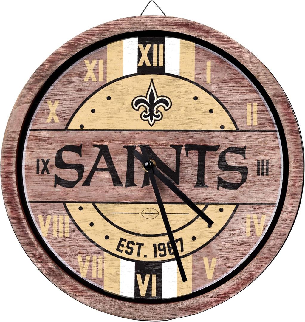 FOCO NFL Unisex-Adult NFL Wooden Barrel Wall Clock (One Size, Team Color)
