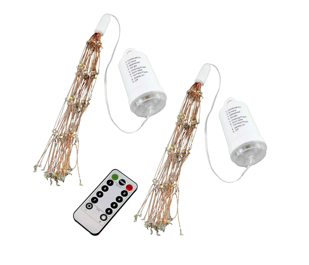 LumaBase Battery Operated Starburst Lights with Remote Control, Copper - Set of 2