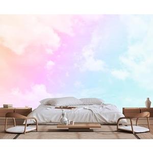 Wmjurel Colorful Clouds in The Sky Wall Mural, for Children's Room Background Wallpaper, TV Background Wall Stickers(Non-self-Adhesive)