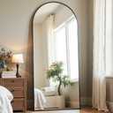 Arched Full Length Mirror, 57"X20" Large Floor Mirrors, Full Body Mirrors for Leaning or Hanging, Standing Mirror for Bedroom, Living Room,Dressing Room, Aluminum Alloy Frame, Black