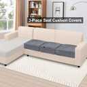 NAISI Couch Cushion Covers 3 Pieces Velvet Stretch Sofa Seat Covers or Backrest Covers Soft Individual Couch Covers for Sectional Sofa(3 Pcs for 3-Seat Cushion,Dark Grey)