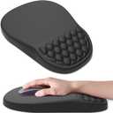 Ergonomic Mouse Pad Wrist Support, with Memory Foam & Non-Slip PU Base, Comfortable Massage Design Mouse Pad Relieve Wrist Fatigue&Pain, Suitable for Computer, Office and Home(01Black)