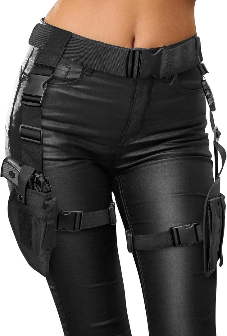 Black Widow Costume Accessories, Lara C. Holster Belt Outfit, Rider Leg Holster Strap, Tomb Swat Cop Accessories For Women