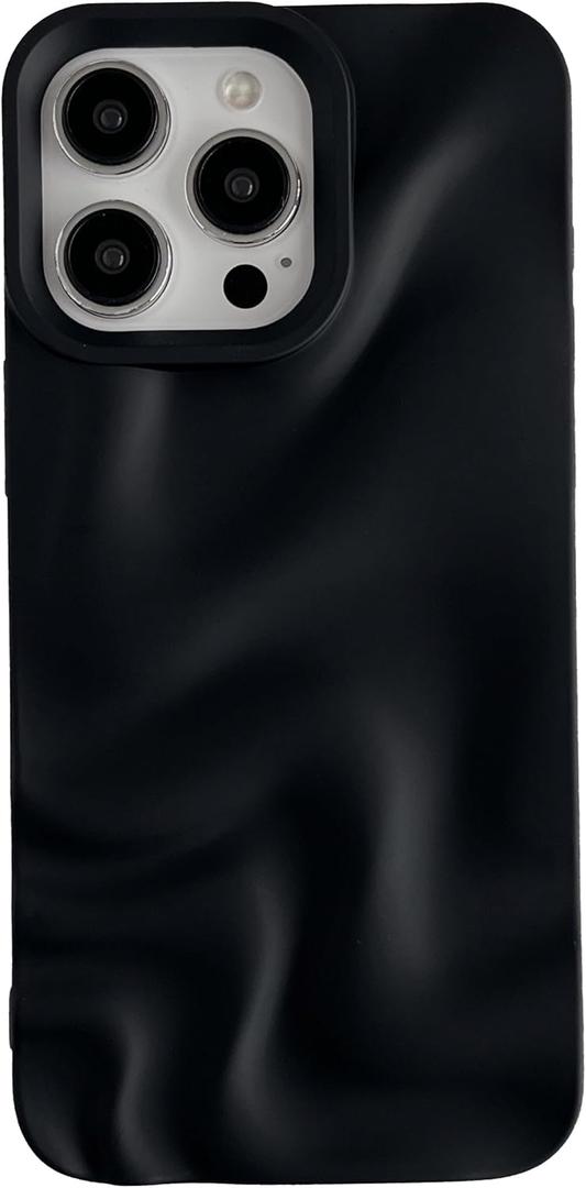 Caseative for iPhone 15 Pro Max Case,Water Ripple Pattern Wave Phone Case (Black)