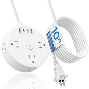 PD 20W 2 Prong Power Strip, Fast Charging Surge Protector, Yozisital 2 Prong to 3 Prong Outlet Adapter, 6 Outlets 4 USB (2 USB-C), 10FT Extension Cord with 180 Rotating Plug, Ideal for Older House