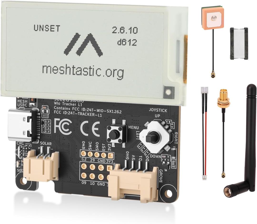 Wio Tracker L1 E-ink Development Board - with 2.13" Large Display SX1262 nRF52840 for Ar duino Meshtastic LoRa, BLE 5 GPS GNSS, Support Battery Type-C and Solar Charge (2.13" E-ink Display)