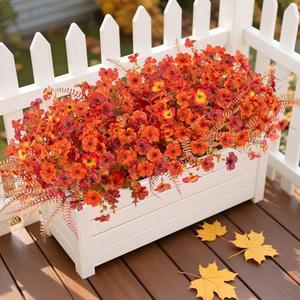 24  Bundles Fake Mums Fall Flowers Artificial for Outdoors Decoration Artificial Mums Faux Plants Daisy for Outdoor Outside Planters UV Resistant Violets for Fall Decor Home Porch Door Front Patio Yard(2packs)