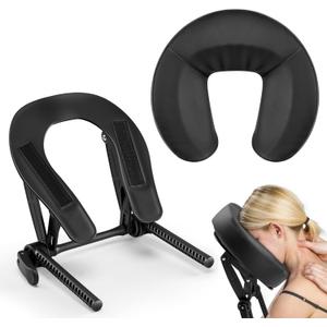Universal Adjustable Massage Table Face Cradle & Headrest, Memory Foam Face Pillow Cushion for 3-7 Inch Mattress, Massage Table Headrest for Eye Surgery Recovery, Salon SPA Massage Bed Black