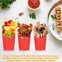 Sabary 50 Pcs Charcuterie Cups, 12 oz Paper Snack Appetizer Cups, French Fry Holder Brown Kraft, Disposable Popcorn Boxes Cones for Baby Shower Waffle Food Takeout(Red)